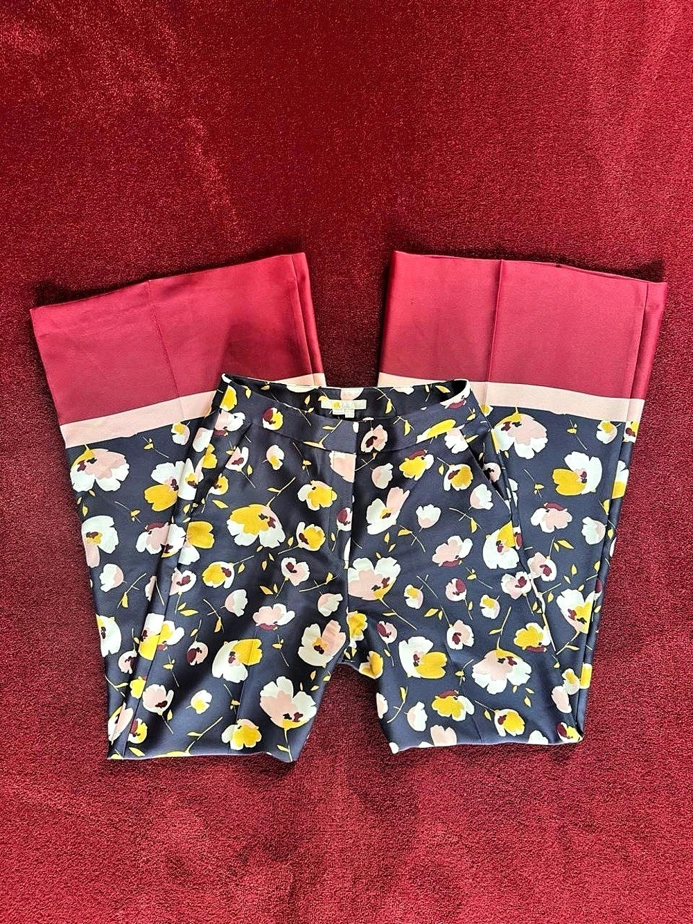Boden Floral High-Waisted Wide Leg Pants Size 2